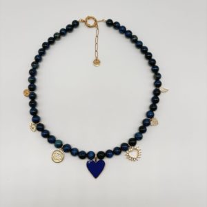 Collier Bysa.♡ - Oeil de tigre lapis