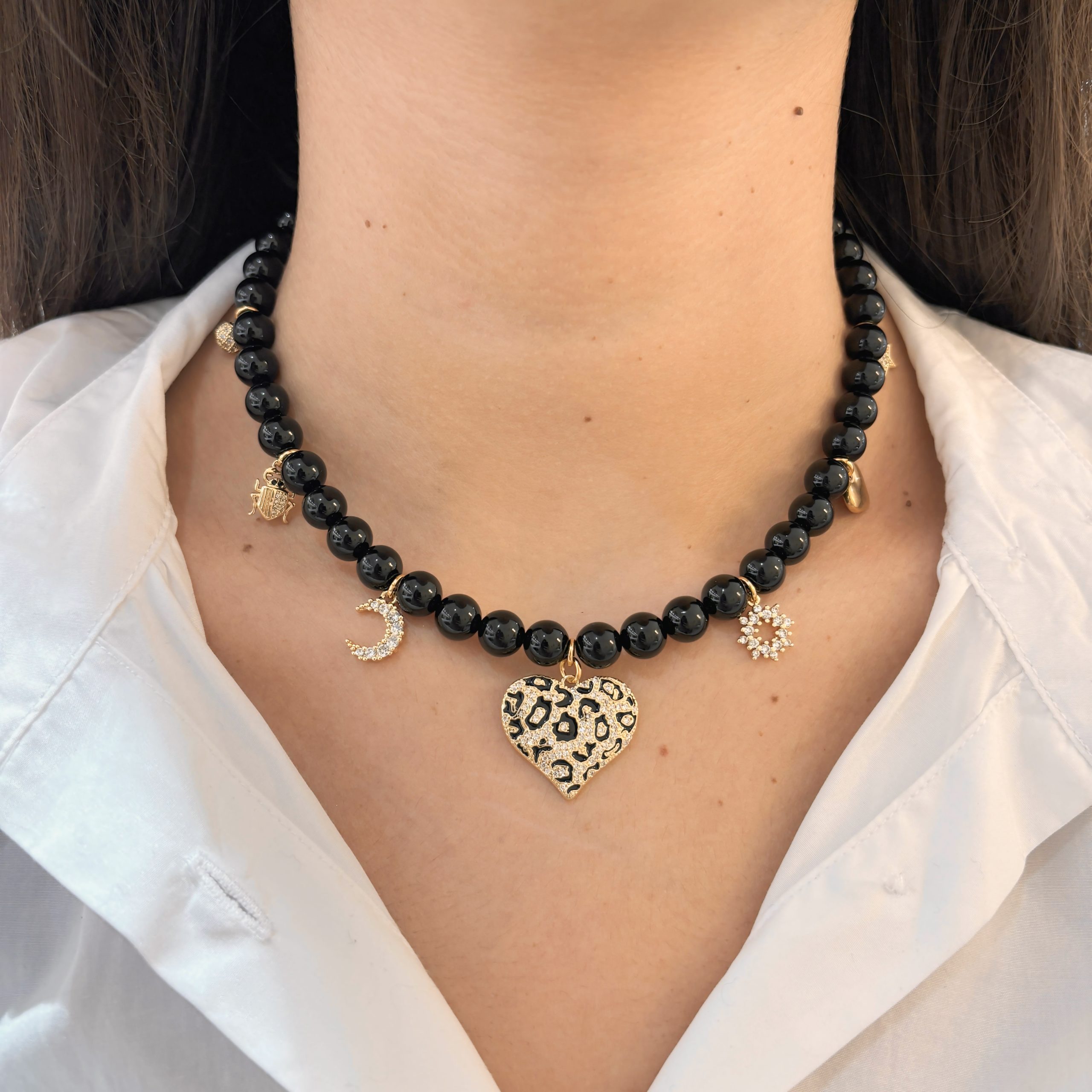 Collier Bysa.♡ - Agate noire