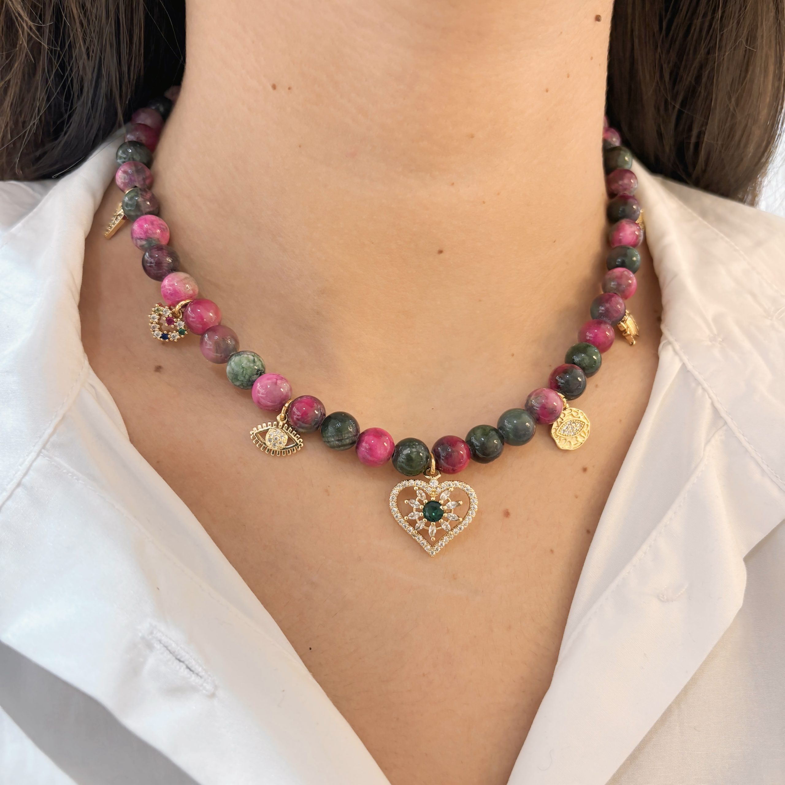 Collier Bysa.♡ - Jade persan rose / vert